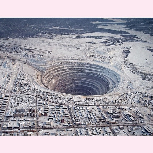 Mir mine a massive, now abandoned open pit diamond mine in Mirny, Eastern Siberia, Russia
