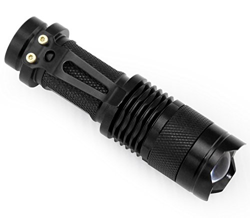 Fordex Group Cree LED - Linterna LED con zoom, 7 W, 300 lm, incluye cargador y 2 pilas 14500-AA 2