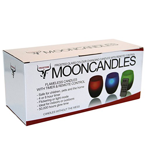 Frostfire Mooncandles Frosted Glass Color Changing Candles with Remote Control, Set of 3 2