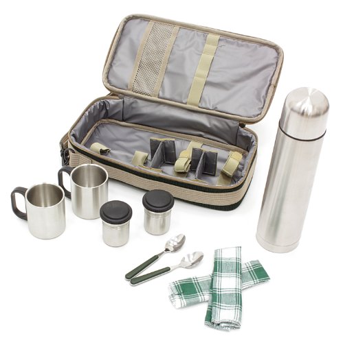 Greenfield Collection Luxury Flask Hamper Bag for 2-People, Forest Green 2