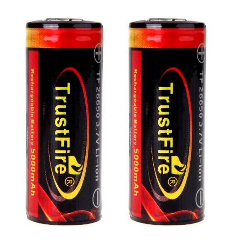 Lixada TrustFire - Juego de 2 pilas li-ion recargables, 3.7 V, 5000 mAh 3