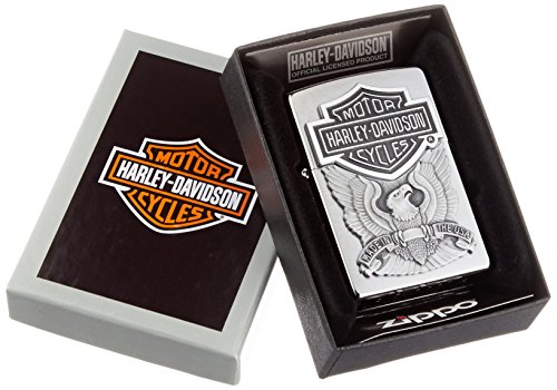 zippo Harley-Davidson Engraved Logo Lighter 1/2 - Mechero, color cromo cepillado 1