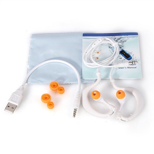 4 GB blanco resistente al agua auriculares MP3 de los deportes de agua de natación para reproductor de música 2