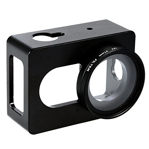 Aluminum Protective Shell Frame Case W/Mount lens cover Case + UV Filter for XIAOMI Yi Camera Black OS449 1