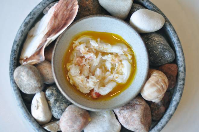Restaurant Noma: Kongekrabbe med æggeblommesauce