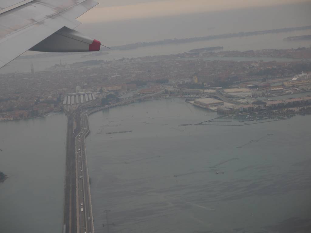Venice railway auto bridge from the air